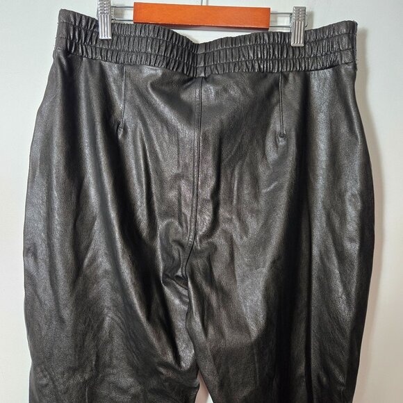 Spanx Size L Leather Like Jogger Pants Black High Rise Faux Pull On Pockets NEW - Picture 7 of 14